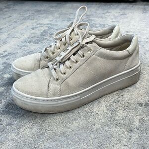 Vagabond Zoe Platform Suede Leather Lace Up Sneakers Cream Beige Low Top Sz 7